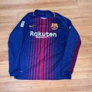 Vintage FC Barcelona Nike Long Sleeve Soccer Jersey Blue Red Rakuten Mens